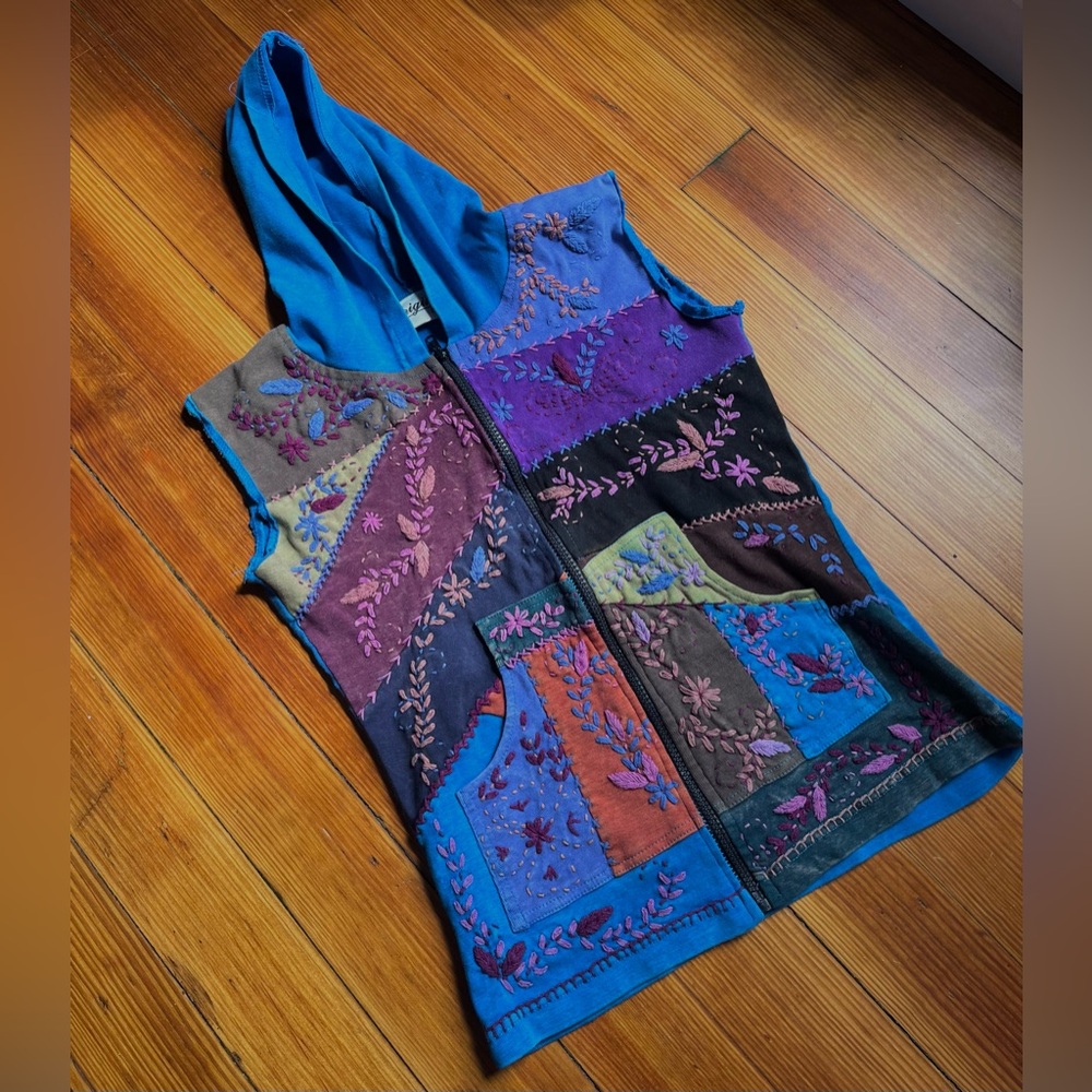 Y2K Patchwork Sleeveless hoodie
